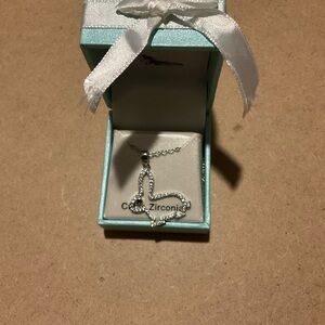 Silver Heart Pendant Necklace with Cubic Zirconia